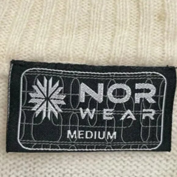 Vintage M long sleeve wool zip jacket cream gray cabincore turtleneck winter - Picture 4 of 6